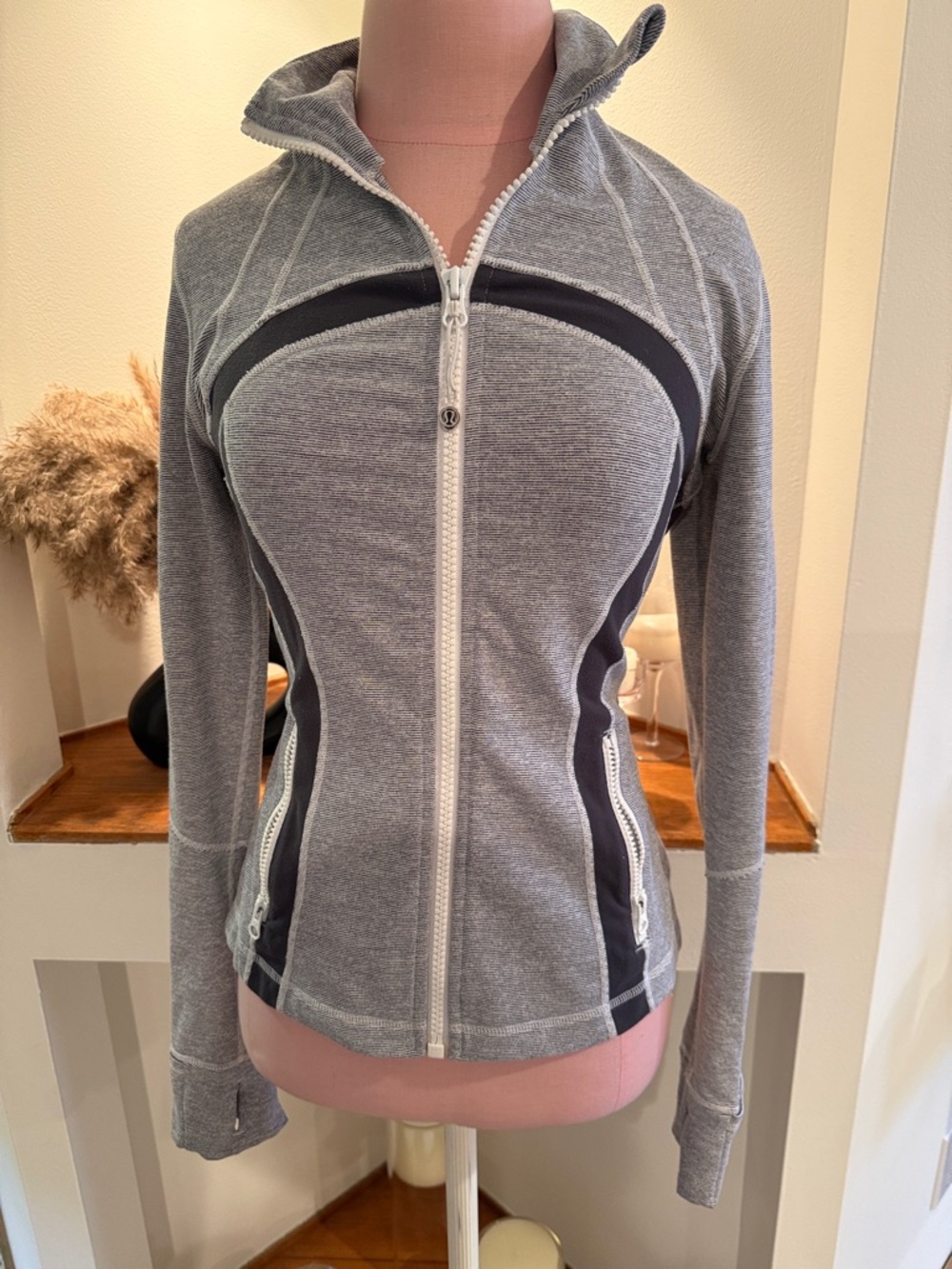Lululemon Gray Zip-Up Athletic Jacket with Dark Grey Panels